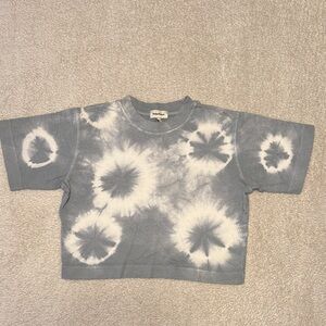 🌫️✨ Richer Poorer Tie Dye Cropped Tee – Blue Gray Boxy Crop Top – Women’s XS